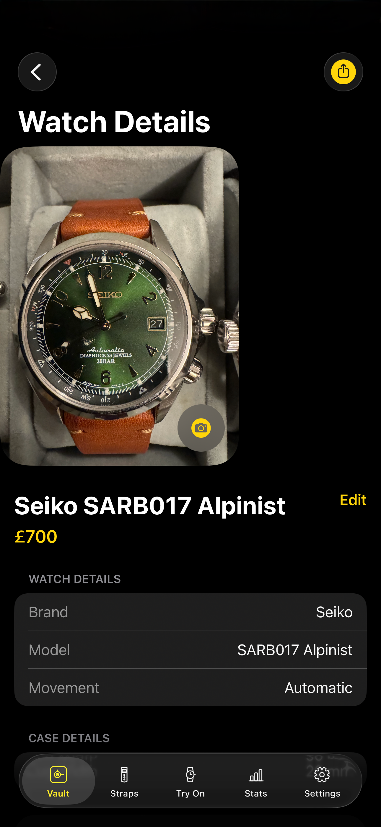 Watch detail screen